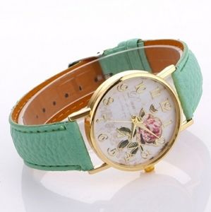 Rose Face Analog Leather Watch mint